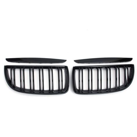 CSPARKV (noir brillant) Ensemble de 2 grilles de calandre sport à double lamelle pour BMW E90 2005-2008