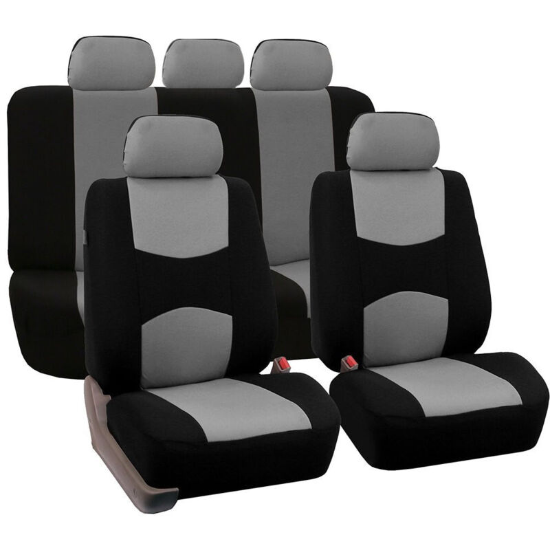 Noir et Gris Ensemble de 9 pièces Housse de siège Voiture Universelle - Housse de siège universelle pour voitures 5 places - Csparkv