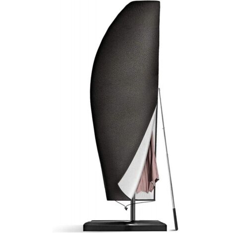 CSPARKV Noir Housse Parasol Déporté Imperméable, Bache de Protection Exterieur pour Parasols, Couverture de Parapluie de Jardin avec Mât, Protective Contre la Poussière et Les UV, Tissu Oxford