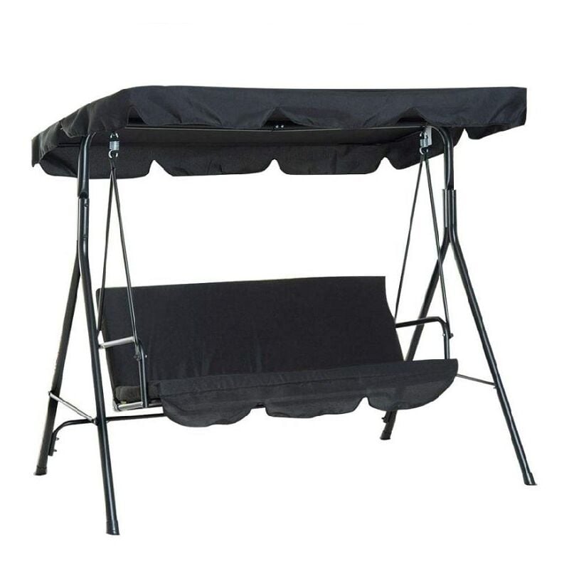 Noir Toit de Rechange pour Balancelle de Jardin 3 Places, Universel Toile de Rechange pour Balancelle Jardin Exterieur, Imperméable Protection uv