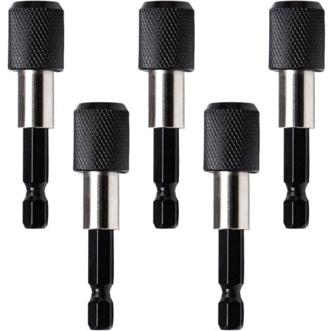 CSPARKV (Noir)5 Pièces Porte Embout Visseuse Aimanté Porte-Embout Magnetique 60mm Porte Embout Visseuse a Choc Porte Embout à Hex Tige pour Dégagement Rapide de Foret et Tournevis