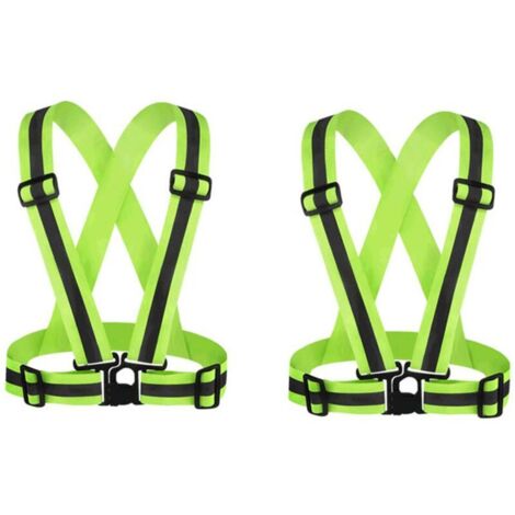 CSPARKV Pack de 2 (Jaune)Gilet de sécurité réfléchissant pour Adultes/Enfants, Veste de Gilet de Travail réglable Haute visibilité, équipement de Sport Haute visibilité pour Le Jogging