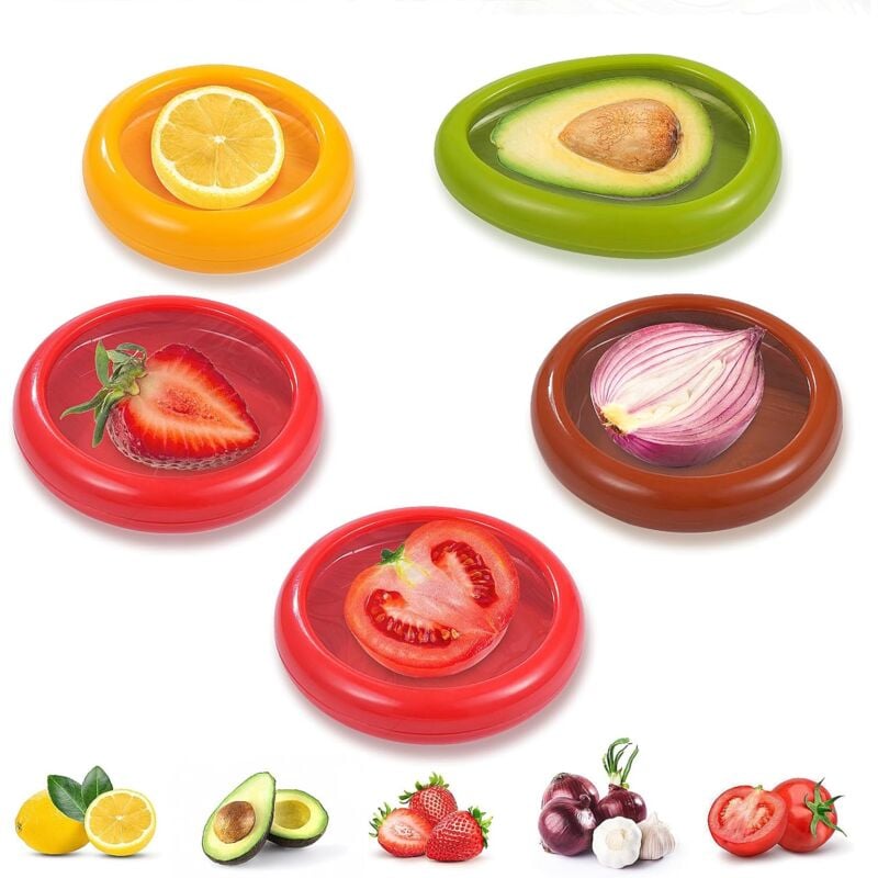CSPARKV Paquet De 5 Fresh Food Container, Conservation Des Aliments Stockage D'Avocat D'Oignon De Tomate Et De Citron RéUtilisable Boite Conservation