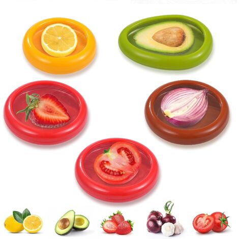 5 Boîtes De Conservation Aliments - Avocat, Oignon, Tomate, Citron - Réutilisable & Frigo