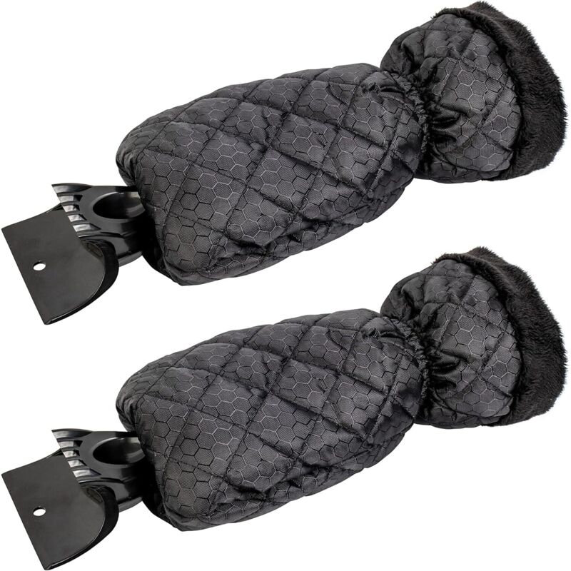 Paquete de 2 raspadores de hielo para automóvil - Guante para ventana y parabrisas de automóvil, raspadores de nieve con revestimiento impermeable,