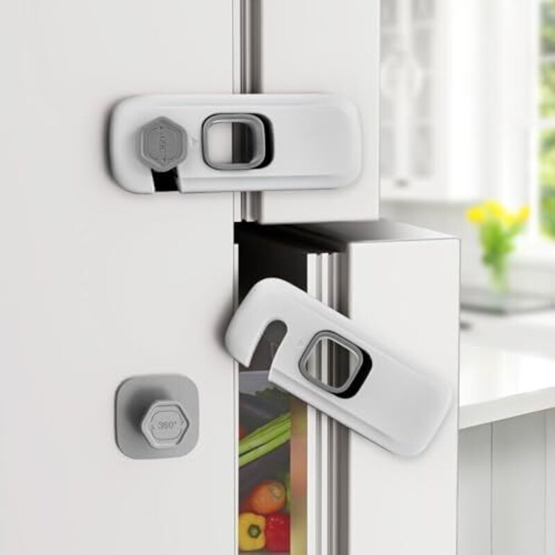 Csparkv - Paquete de 5 cerraduras para frigorífico francés para bebés, cerraduras para frigorífico de doble puerta a prueba de niños, cerraduras para