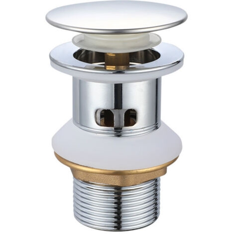 CSPARKV Perforé - Bonde de Lavabo Pop-up sans Trop-plein, Vidage Clapet Push Open Pour Lavabo en Laiton, Chromé