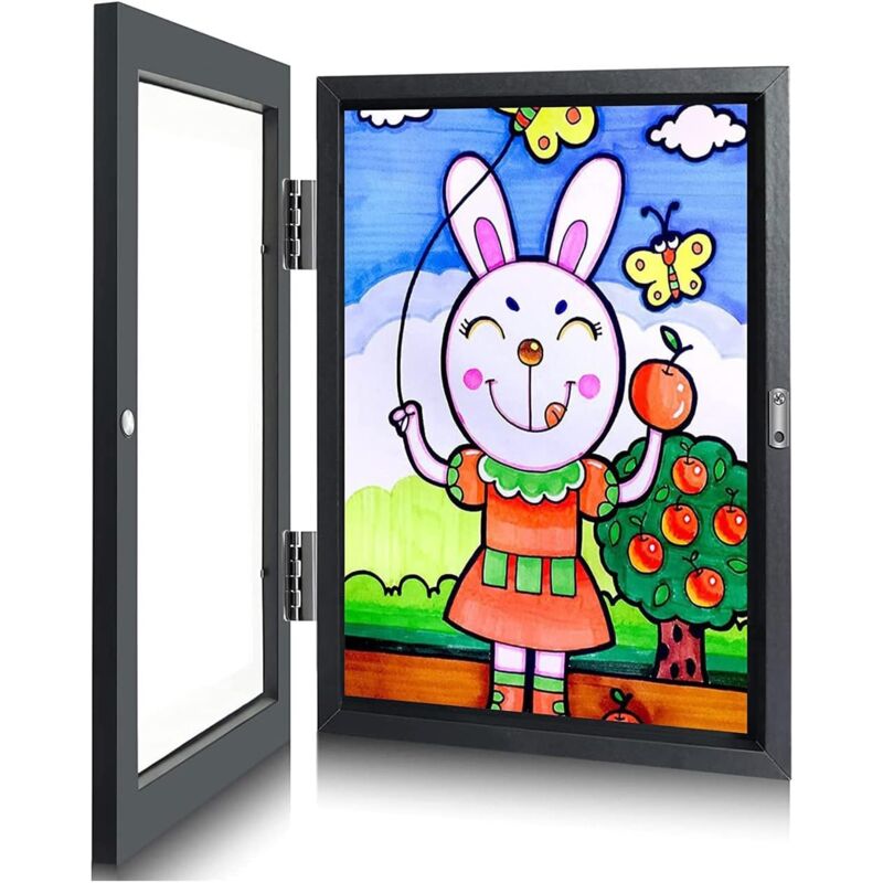 Csparkv - Noir A4 pour Enfants, Cadre Pliant pour Dessins d'enfants, Cadre Photo d'art Acrylique Pliable à Remplir pour Enfants, pour Afficher ou