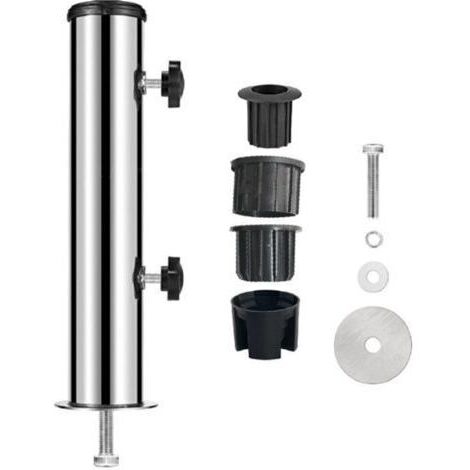 Csparkv – Pied de parasol en acier inoxydable – Support Ø54 mm avec 4 anneaux de réduction PVC – Fixation stable pour parasols Ø28/38/48 mm