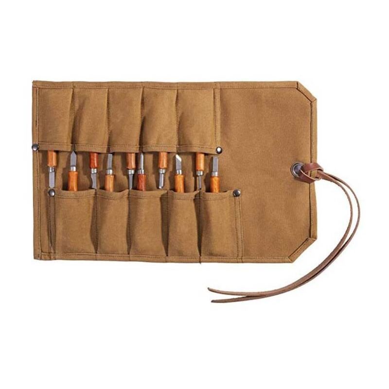 Csparkv - Pochette enroulable en toile cirée 10 poches pour outils à main Tournevis Clé Sac de rangement