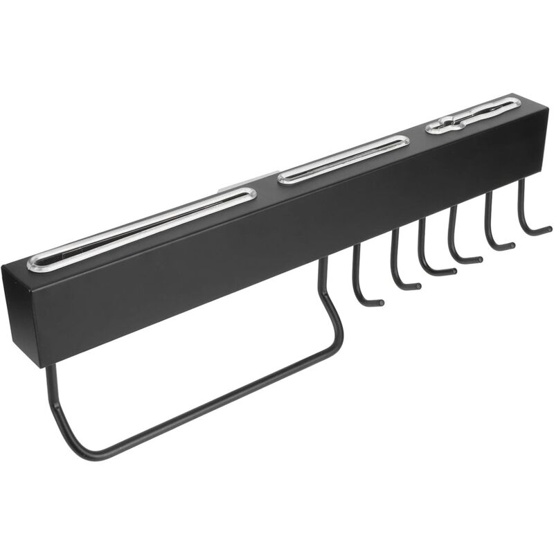 Csparkv - Porte-couteau Mural, Crochet De Serviette En Acier Inoxydable 304 Noir étagère De Rangement Support De Rangement Pour Fournitures De