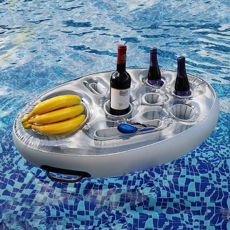 CSPARKV Porte Verre Piscine Gonflable Bar Flottant Piscine avec 8 Trous, Support Gonflable De Boisson Portable Bar De Piscine Flottant, Plateau