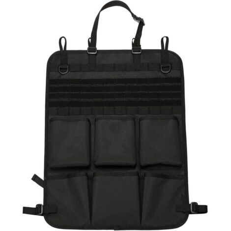 CSPARKV Sac de rangement tactique pour siège arrière de voiture, sac de rangement pour protection de dossier, sac de rangement pour siège, noir
