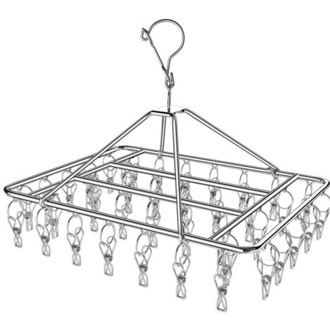 CSPARKV Séchoir à Chaussettes en Acier Inoxydable, Étendoir à Linge à Suspendre avec 40 Pinces,Cintre à Chaussettes,Sock Hanger sous-Vêtements,Gorge,Serviettes, Egouttoir Drip Cintre