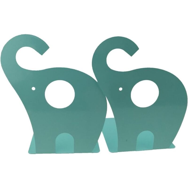 Csparkv - Serre-Livres en métal antidérapant avec Motif éléphant de Dessin animé (Bleu Vert)