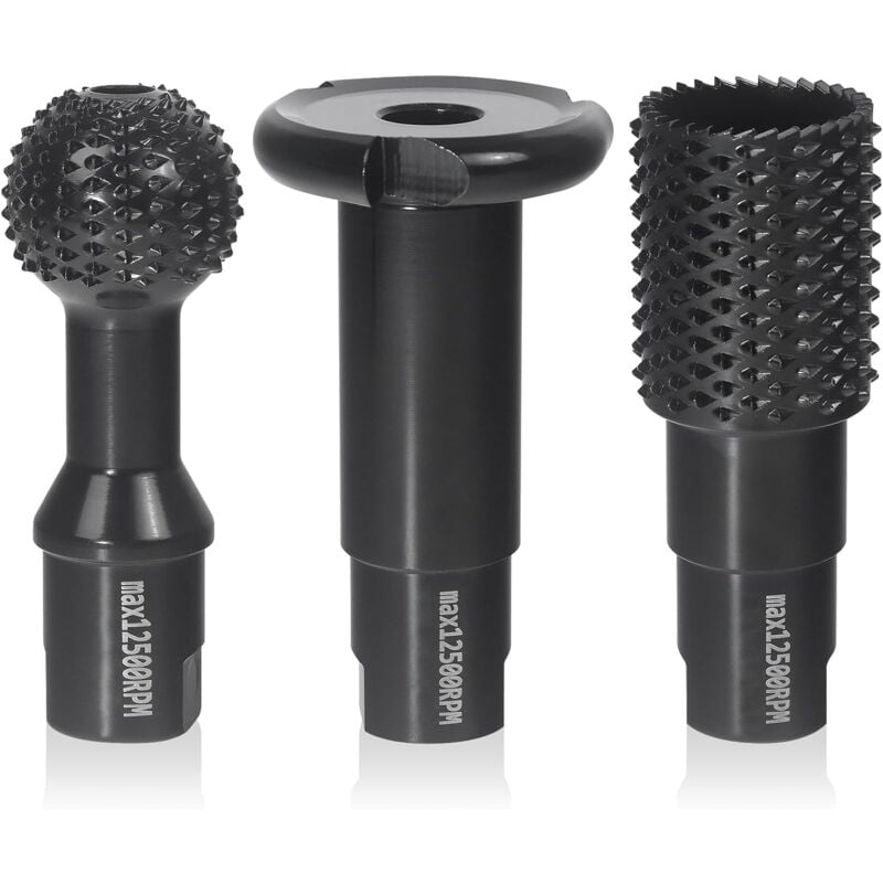 Csparkv - Set de 3 Fraise à Bois - Disques Meuleuse Sculpture Bois, Burrs Rotatifs, Gouge et Ciseaux à Bois pour Meuleuses 115/125 - Outils de