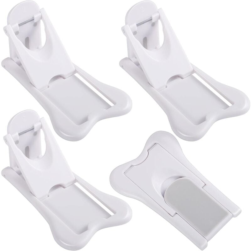 Set of 4 Sliding Door Stops, Child Window Safety Self-Adhesive Door Block Baby Safety Protection Home Security Without Drilling for Use Door Window