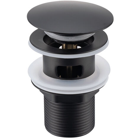 CSPARKV Sink Drain Pop-up Drain with Automatic Overflow Universal Black Basin Bathtub Bathroom