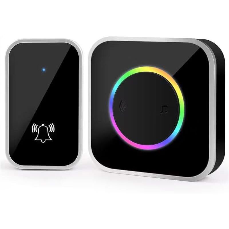 Csparkv - Sonnette sans Fil, IP44 Exterieur Etanche Carillon 400 Mètres, 60 Mélodies et 4 Niveaux Volume, Kit de Carillon avec Récepteurs