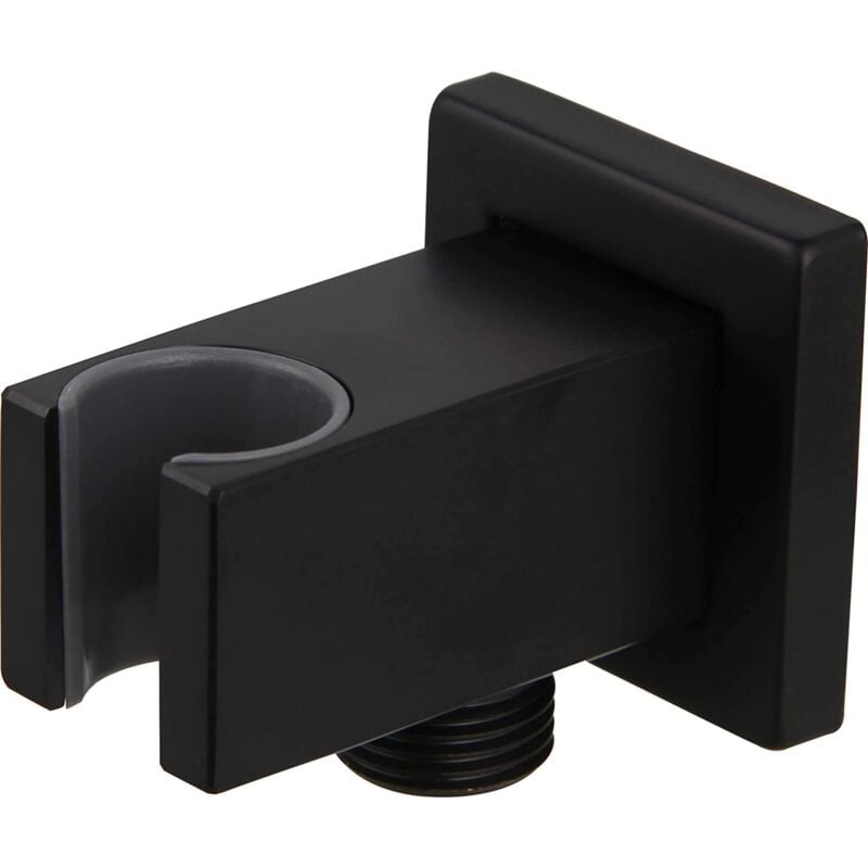 Csparkv - Support de douchette avec coude de raccordement mural 1/2', laiton, noir mat