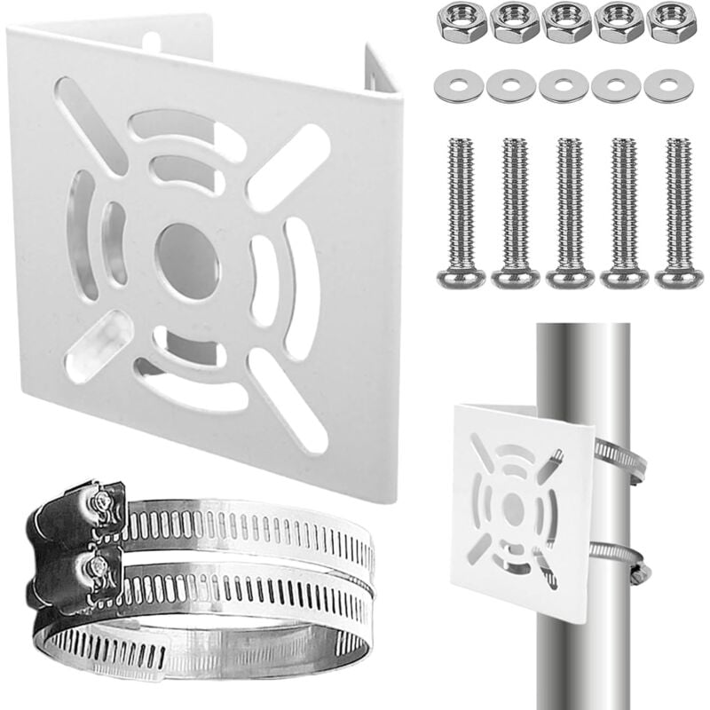 Support de fixation pour caméra de surveillance : support vertical pour caméra de surveillance avec 2 boucles et 6 vis, support de tube pour caméra