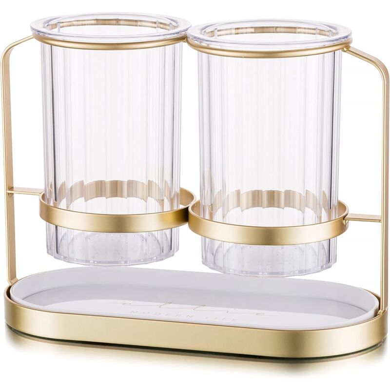 Csparkv - Support D'Ustensiles De Cuisine Pour Plan De Travail, Avec Cadre En Fer Doré Pot à Ustensiles De Cuisine, Panier à Couverts Chic Et Moderne