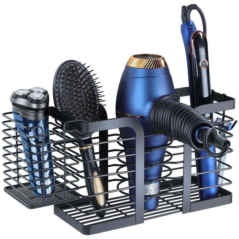 Support pour sèche-cheveux - Support de rangement pour sèche-cheveux, fer à friser et brosse - Noir - Csparkv