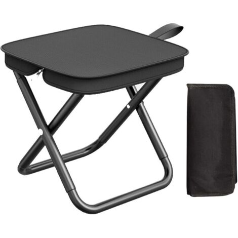 CSPARKV Tabouret Pliant Camping Tabouret Pliant Portable en Acier au Carbone Petit Camping Pliable avec Sac Transport Mini Tabouret de Camping pour Randonnée Jardin BBQ Plage Voayge Pêche (Noir)