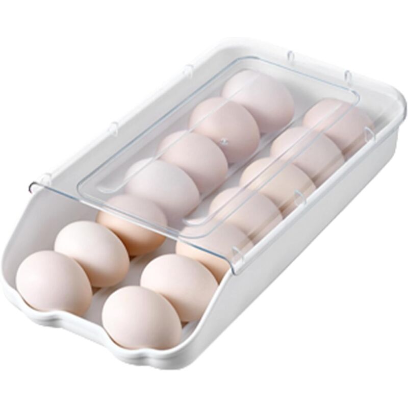 Csparkv - Transparent)Panier Oeuf Cuisine Plastique,Boîtes à Oeufs Coulissantes pour Réfrigérateur,Plateau de Carton d'œufs Roulant