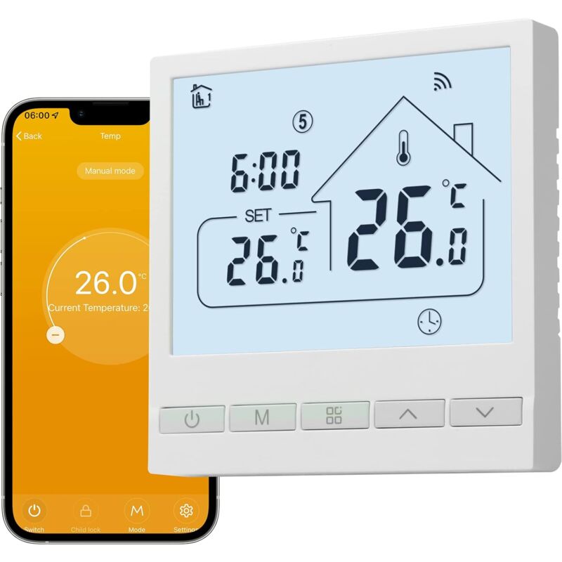 CSPARKV Tuya Thermostats Intelligents Thermostat de Chauffage Thermostat d'ambiance Thermostat WiFi Thermostat pour Chauffage par Le Sol électrique