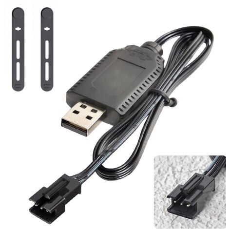 CSPARKV USB Chargeur Câble RC Universel avec connecteur SM-3P Plug pour 2S 7.4V LiPo Batterie, Compatible Voiture RC Bateau RC Drone RC Avions RC et Autres Jouets télécommandés