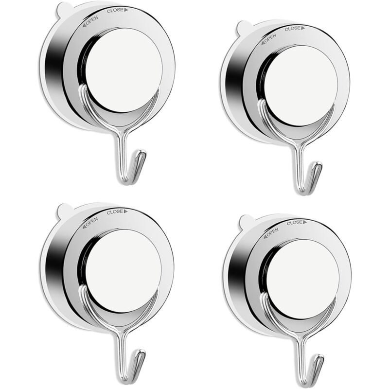 Csparkv - Vacuum Suction Cup Hook, Suction Cup Hook for Bathroom Toilet Kitchen, Suction Wall Hook Powerful Towel Hook Stainless Steel Shower Hook (4)