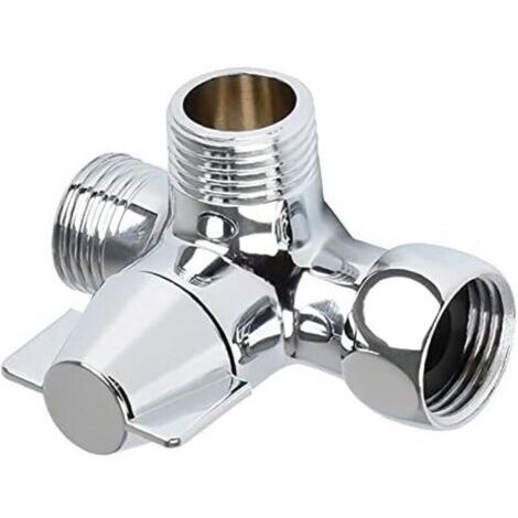 CSPARKV Valve 3 Voies En Laiton Massif, Inverseur à 3 Voies Commutateur Vanne Vanne DéRivation Douche à 3 Voies, Vanne D'Adaptateur En T G1 / 2", Pour Douche, Douchette Et Bras De Douche Inverseur