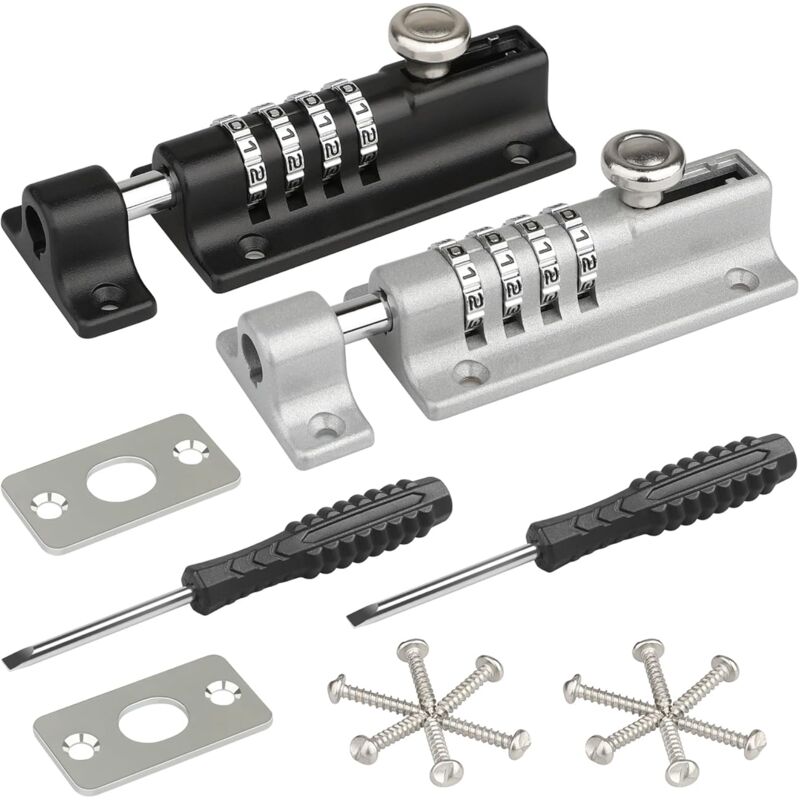 Csparkv - Verrou de Porte à Code, Cadenas à Combinaison, Imperméable Loquet de Verrouillage à Combinaison avec Vis de Fixation de Sécurité pour