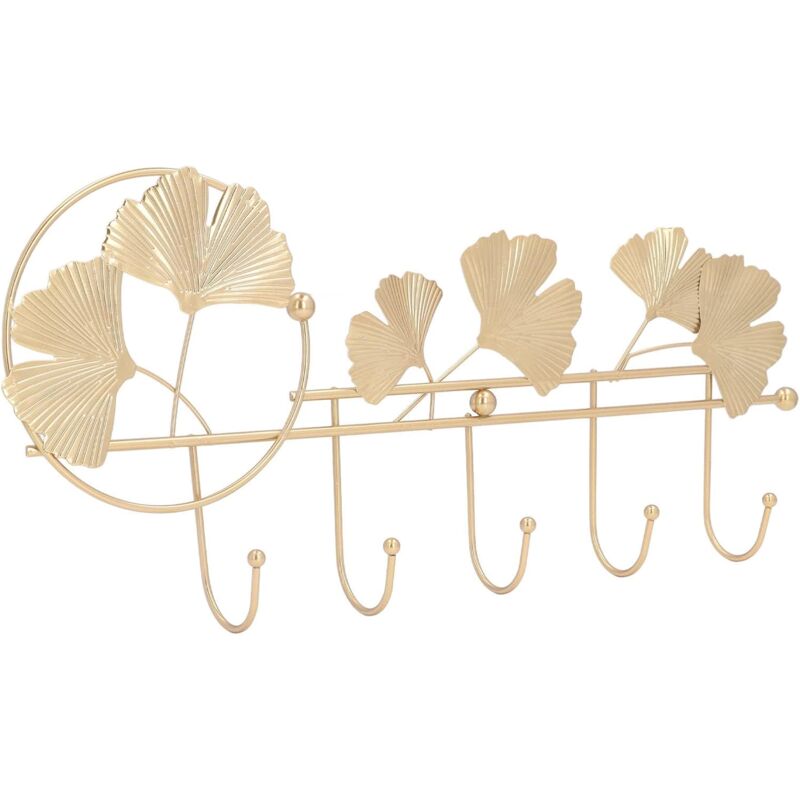 Csparkv - Wall Mounted Coat Rack, Golden Ginkgo Leaf Shape Wall Hooks for Keys, Hat, Towel, Handbag, Robes, Jacket, Clothes