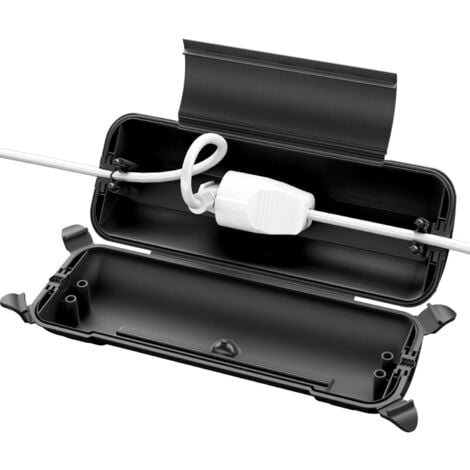 CSPARKV Waterproof Electrical Box IP44, Outdoor Protective Box for Protecting Extension Cords, Cables, Holiday Decorations, Christmas Lights, Power Tools, 29cm x 11cm x 7.5cm, Black