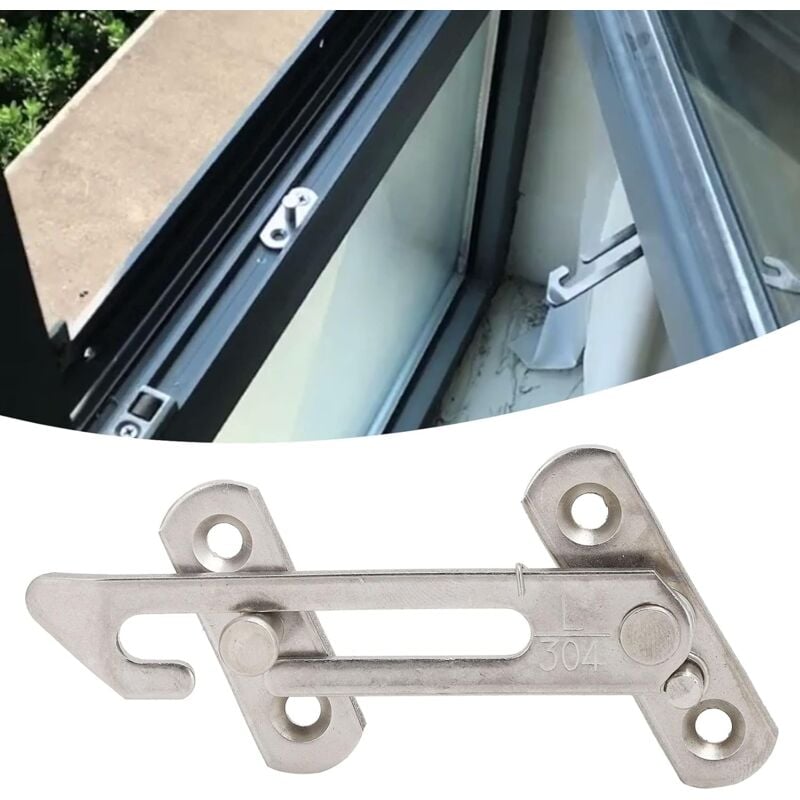 Window Limiter, Stainless Steel Casement Window Stop, Sliding Window Child Safety Lock Latch, for Windows - Csparkv