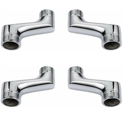 CSPARTV Confezione da 4 raccordi a gomito per doccia, raccordo riduttore a gomito in ottone, braccio girevole regolabile, raccordo a gomito a parete, raccordo eccentrico 1/2", 3/4", cromato
