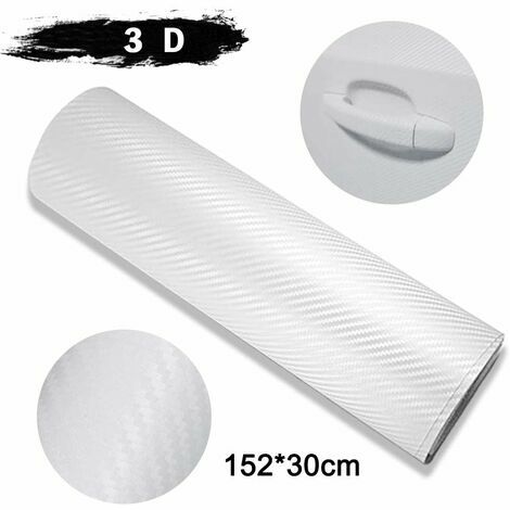 CSWEK Autocollant de voiture en vinyle, film de fibre de carbone autocollant en vinyle de fibre de carbone film solaire de voiture(Blanc-152cm30cm)