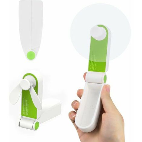 CSWEK Mini ventilateur portable de poche, ventilateur de bureau, avec USB, rechargeable, pour la maison ou les voyages, 2 vitesses, Vert, small hanheld fan