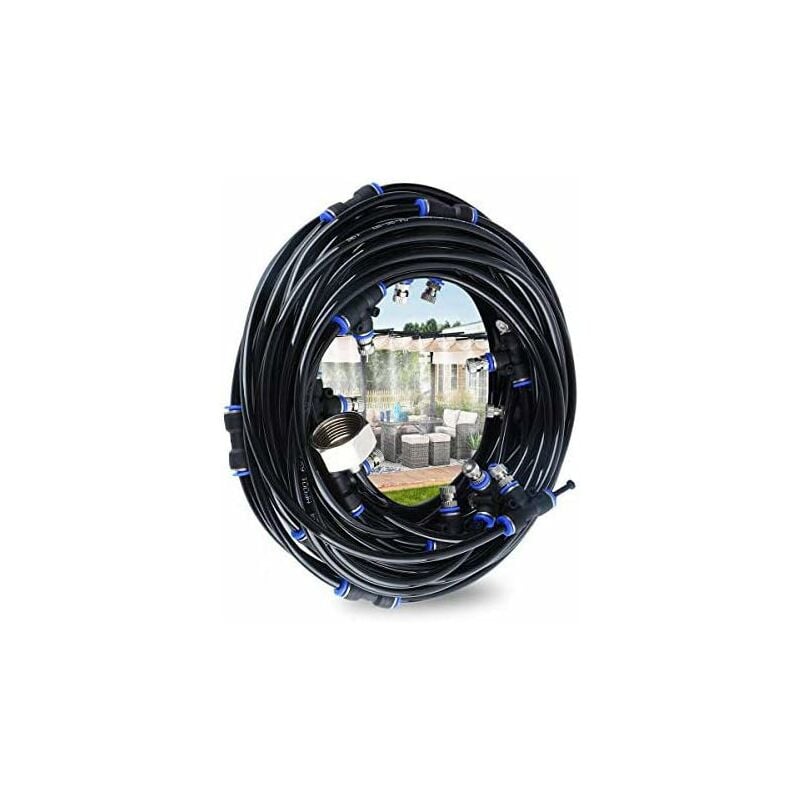 Brumisateur Exterieur,Système de Brumisation,10M Brumisateur Terrasse avec 9 Buse Brumisateur +1 Buses de Rechange+1Adaptateur (en Laiton,