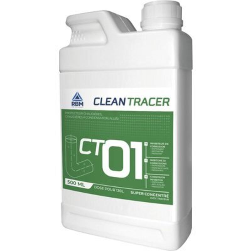 Inhibiteur de corrosion super concentré CT01, dispersant, antitartre, passivant, avec traceur bidon de 500mL RBM