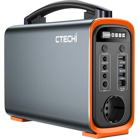 CTECHI Tragbarer Solargenerator 240Wh, Elettrica Generator LiFePO4 Batterie, Netzteil mit AC/DC/USB/PD 60W Technologie fur Camping im Freien Heimreise