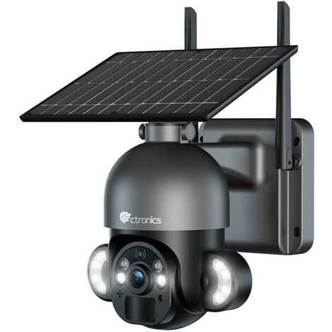 Ctronics 2.5K 4MP Überwachungskamera Aussen Akku,PTZ Dome IP WLAN Kamera Outdoor mit PIR Erkennung, 30m Farbe Nachtsicht, 2-Wege-Audio, IP66