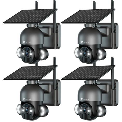 Ctronics 2.5K 4MP Überwachungskamera Aussen Akku,PTZ Dome IP WLAN Kamera Outdoor mit PIR Erkennung, 30m Farbe Nachtsicht, 2-Wege-Audio, IP66，Ein Satz von 2