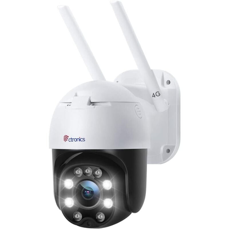 Ctronics - 3G/4G lte Caméra Surveillance Extérieure ip Caméra Carte sim Vision Nocturne Couleur 20M 355° 90° ptz Suivi Automatique Détection Humaine