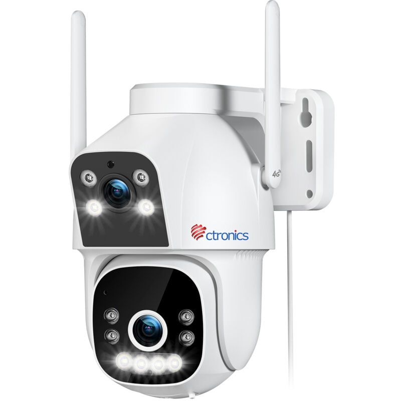 4G lte Caméra de Surveillance Double Objectif, Détection Humain, Suivi Auto, Vision Nocturne Couleur, Audio Bidirectionnel - Ctronics