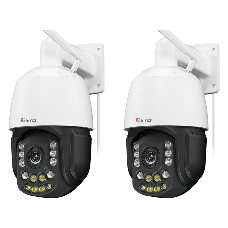 Ctronics - 4K Caméra Surveillance Lot de 2 30X 3D Zoom Optique, 5/2.4Ghz WiFi,150M Nuit Vision, Auto Cruise & Zoom, Suivi Détection