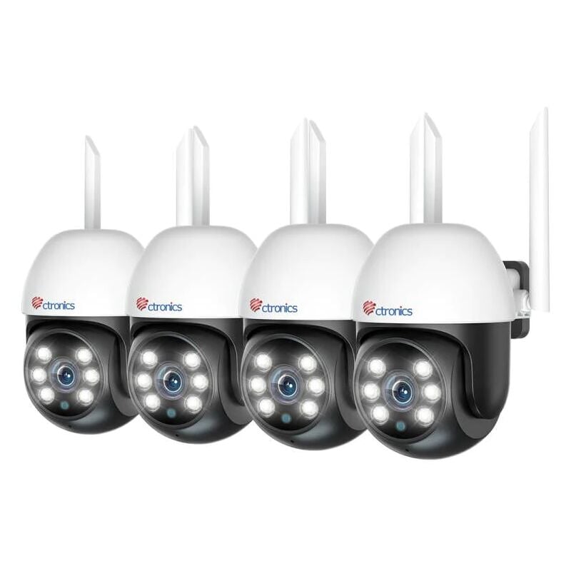 Ctronics - 4PCS Caméra Surveillance WiFi Exterieure, 1080P Caméra ip WiFi avec Suivi Auto Détection Humaine 350°90° Vision Nocturne Couleur 20M Audio