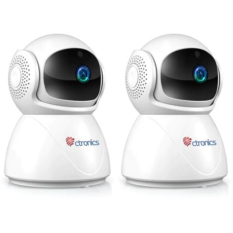 Ctronics 5MP Caméra Surveillance Intérieure 2.4/5Ghz WiFi Détection Humaine/Mouvement, Suivi Auto, Vision Nocturne 20M, Audio Bidirectionnel pour Bébé/Animaux (Blanc)Lot de 2